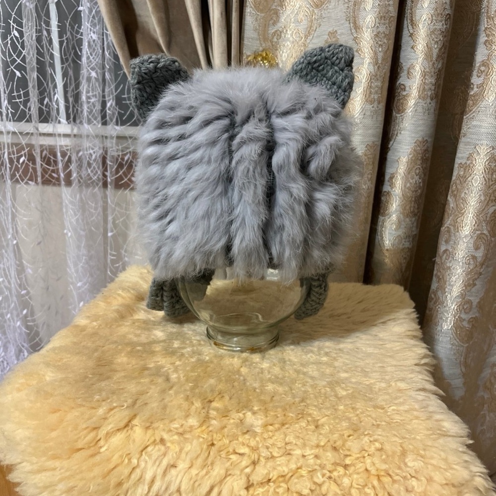 Cozy Gray Cat Hat with Ears